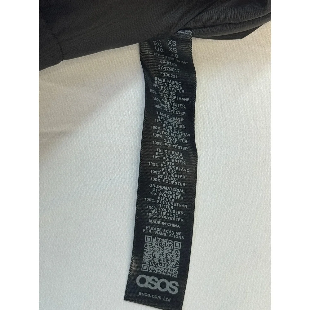 ASOS Mens Faux Leather Biker Jacket Black Quilted Shoulder Cafe Racer XS